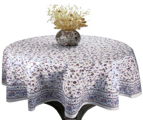 Round Cotton Tablecloth 71 White Country Design