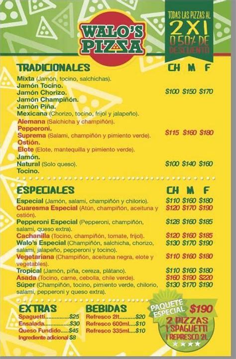 Menu At Walo S Pizza Pizzeria Esperanza