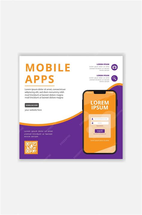 Premium Vector | Minimal square mobile app promotion social media post