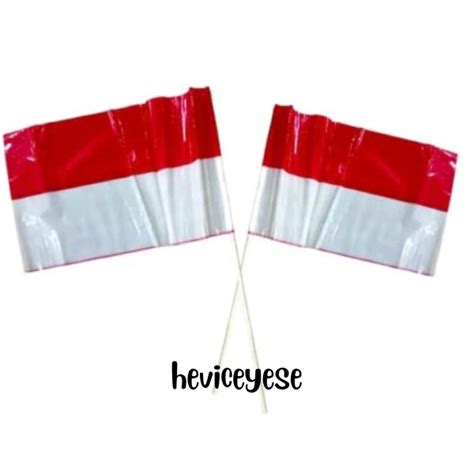 Jual [20 Pcs] Bendera Gagang Plastik Bendera Pawai Kecil Merah Putih Bendera Pawai Dirgahayu Hut