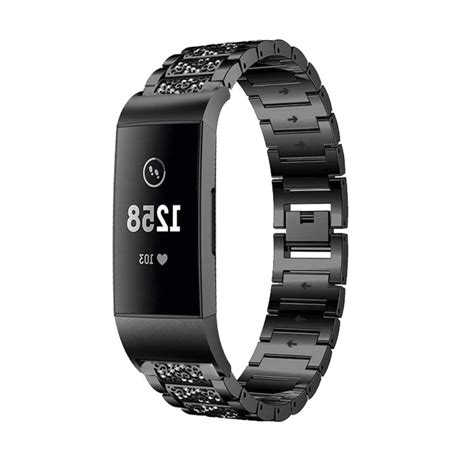 Rhinestone Fitbit Charge Urrem I Metal Sort Teknikdele Dk