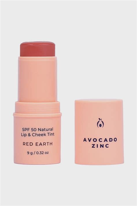 Avocado Zinc Spf50 Natural Lip And Cheek Tint Red Earth