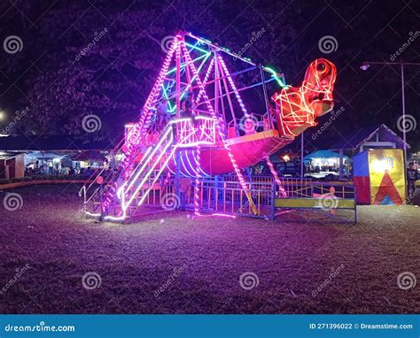 Amusement Park at Night Empty of Visitors Stock Photo - Image of evening, lighting: 271396022