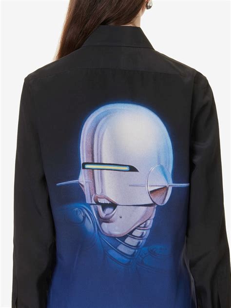 Stella Mccartney Stella Mccartney X Sorayama Graphic Print Silk Shirt In Multicolor Endource