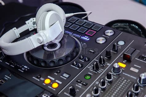 Dj Mixer With Headphones At A Nightclub Stock Photo Image Of Clubbing