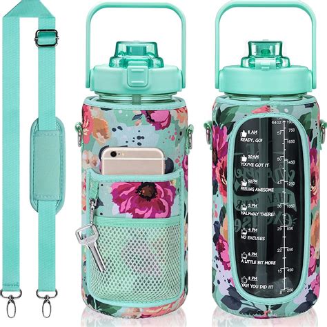 Oz L Half Gallon Water Bottle Insulated With Carry Strap And