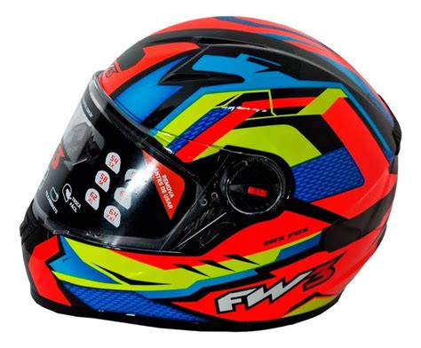 Capacete Moto Fechado Gtx Fox Fw3 Óculos Fumê Várias Cores Capacete