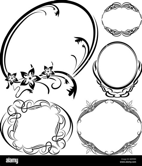 Set Of 5 Elegant Oval Frames Vector Stock Vector Image And Art Alamy