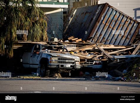 Damage Caused By Hurricane Katrina Slidell Louisiana On The Shore Of