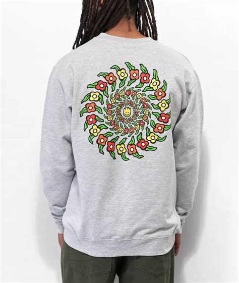 Spitfire X Gonz Flower Swirl Grey Crewneck Sweatshirt