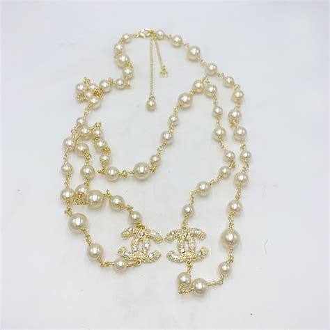 Authentic Long Chanel Pearl And Crystal Necklace In Original Box