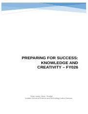 Preparing For Success Knowledge And Creativity Fy Docx Preparing