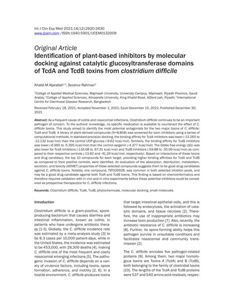 Pdf Identification Of Plant Based Inhibitors By Molecular Docking Against Catalytic