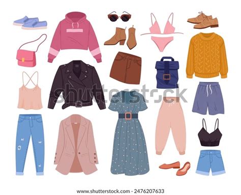 패션 의류. 만화 옷, 청바지, 드레스와 스톡 벡터(로열티 프리) 2476207633 | Shutterstock