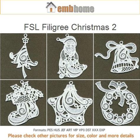 Fsl Filigree Christmas Holidays Free Standing Lace Machine Embroidery