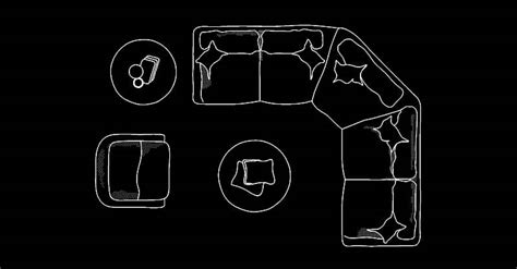 Sala con sofá en L bloque AutoCAD 2d dwg DWGAutoCAD