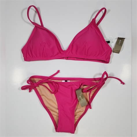 J Crew Swim Jcrew Piece French Bikini Set Top Sz S Bottom Xs Pink Nwt Adjustable Poshmark