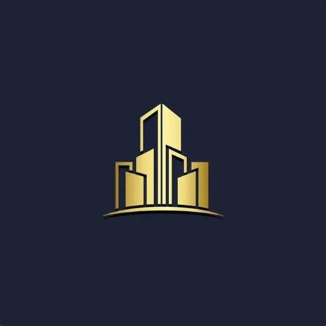 A Gold Building Logo On A Black Background