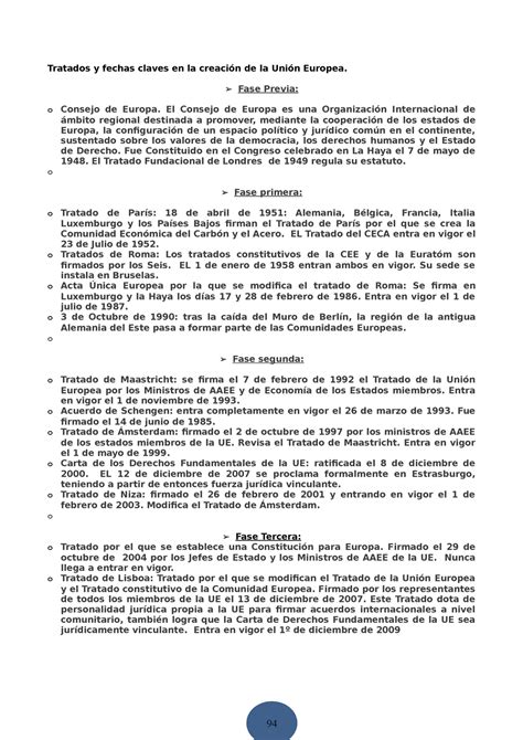 Derecho comunitario apuntes Tratados y fechas claves en la creación