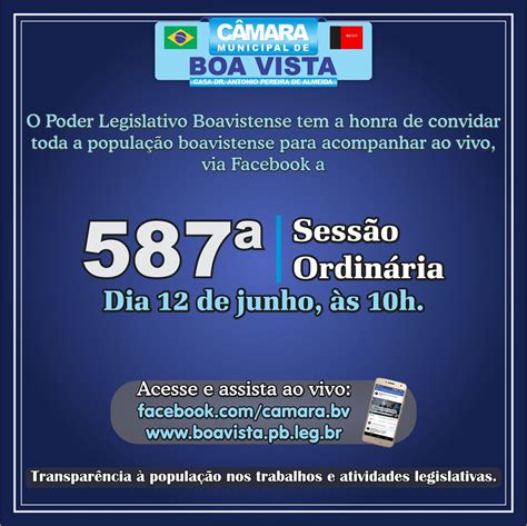 Convite Sess O Ordin Ria C Mara Municipal De Boa Vista