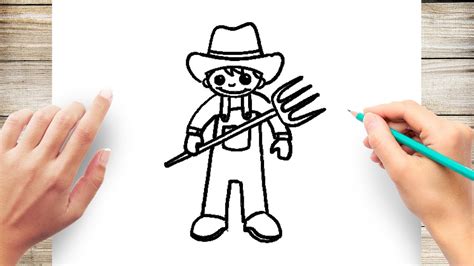 How To Draw A Farmer Man Step By Step Youtube