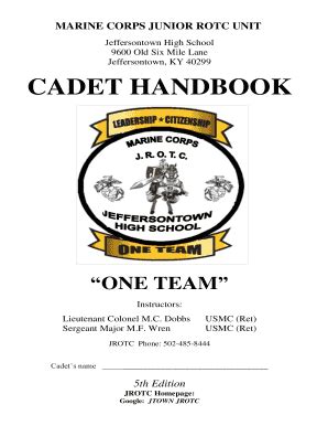 Fillable Online Cadet Handbook Jefferson County Public Schools Fax