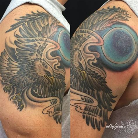 Tattoo Uploaded By Janice • Eagle With Moon Neo Traditional Tattoo