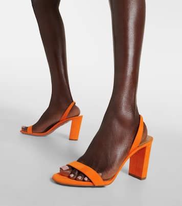 So Nude Suede Block Sandals In Orange Aquazzura Mytheresa