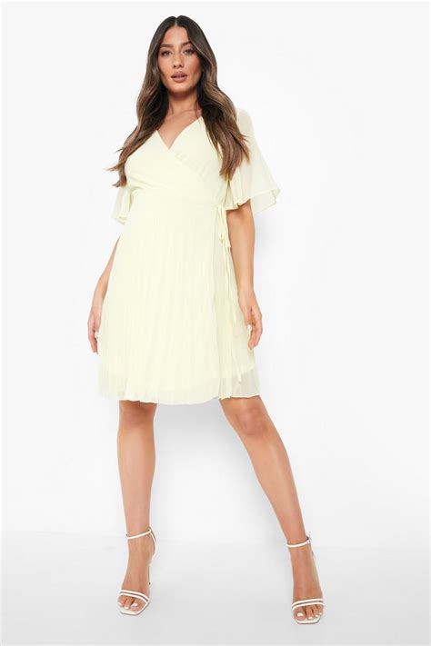 Maternity Pleated Wrap Skater Dress Boohoo