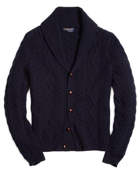 Lyst Brooks Brothers Saxxon Wool Shawl Collar Fisherman Cardigan In