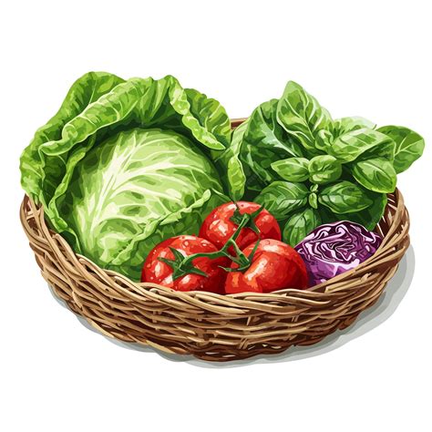 Premium Vector Vector Wicker Basket Of Fresh Vegetables