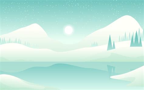 Premium Vector Vector Illustration Of Mountain Landscape In Winter