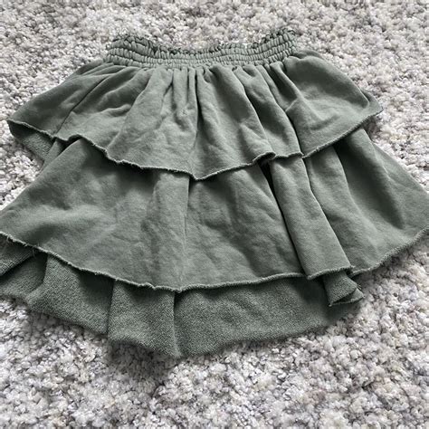 Green Ruffle Skirt From Aerie Super Stretchy And Soft Depop