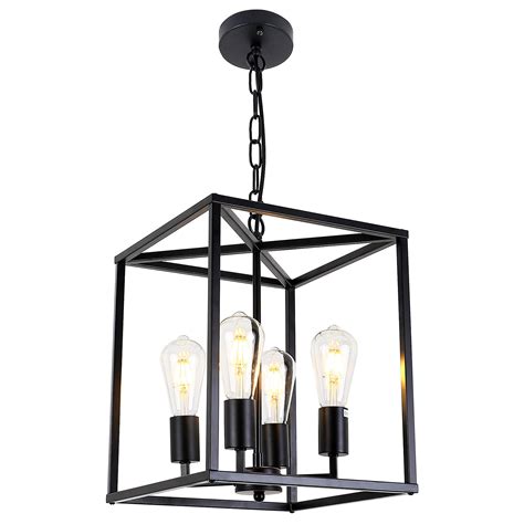 Buy 4 Light Black Farmhouse Chandelier Light Fixture Rustic Lantern