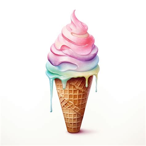 Premium Ai Image There Is A Colorful Ice Cream Cone With A Pink And