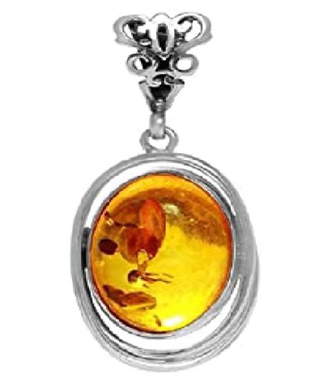 Ratti Natural Lab Certified Stone Silver Amber Pendant By Ratan