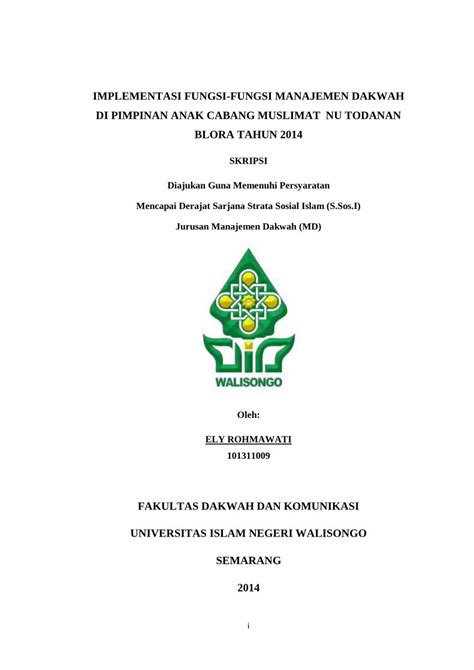 Pdf Implementasi Fungsi Fungsi Manajemen Dakwah Di Eprints Walisongo