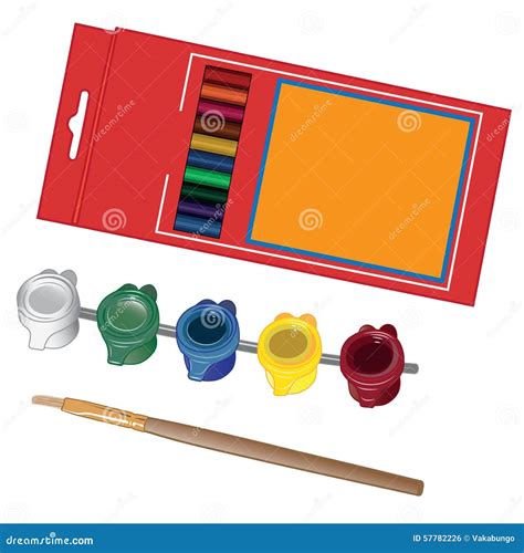 School Paint Kit For Artist With Paints And Stock Vector Illustration