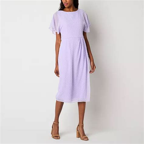 Liz Claiborne Short Sleeve Midi A Line Dress Color Vintage Lilac