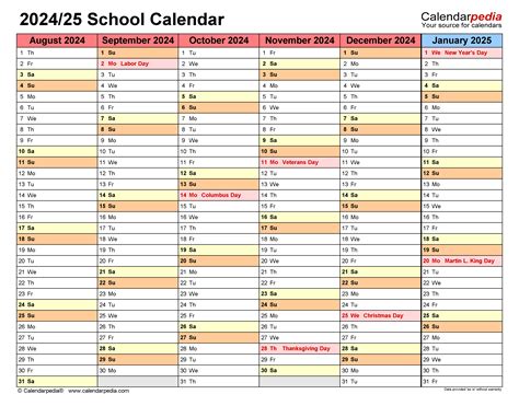 Free printable 2024-2025 academic calendar template
