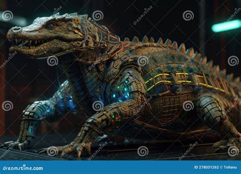 Alligator Robot Ultra Detailed Glowing Masterpiece In Rococo Pose