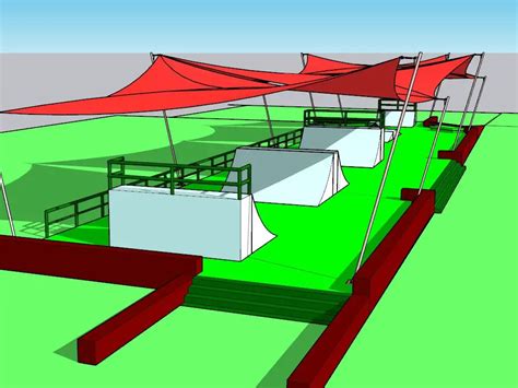 Velaria In Skate Rampen Mit Schattennetz In AutoCAD CAD Bibliothek