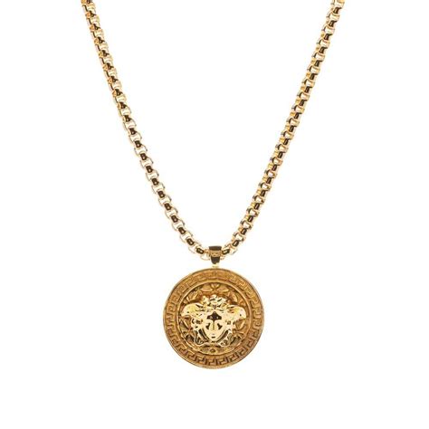 Versace Mens Medusa Head Medallion Necklace In Gold Versace