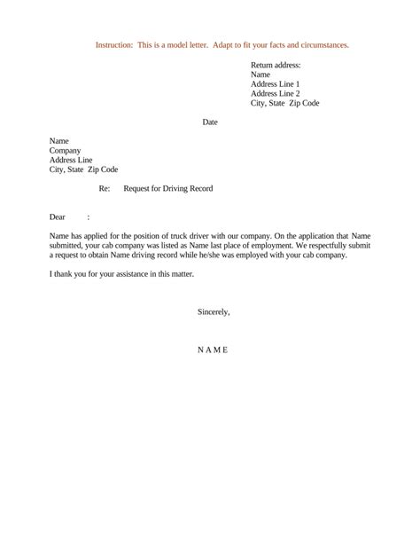 Sample Letter Request Driving Doc Template Pdffiller