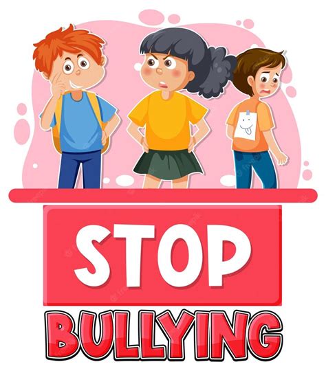 Premium Vector Stop Bullying Text With Cartoon Character