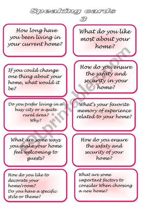 Speaking Cards Esl Worksheet By Keila22