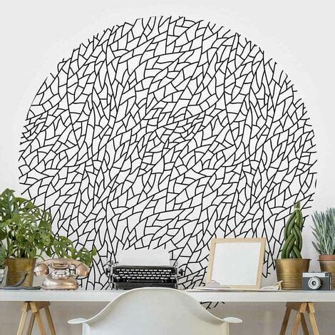 Papel Pintado Redondo Autoadhesivo Mosaic Lines Pattern Black Cm