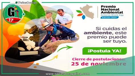 Premio Nacional Ambiental Abre Postulaciones 2024 Gaceta Ucayalina