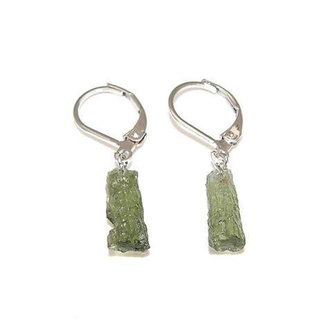 Moldavite Sterling Silver Hangings Earrings Set Hanging Earrings