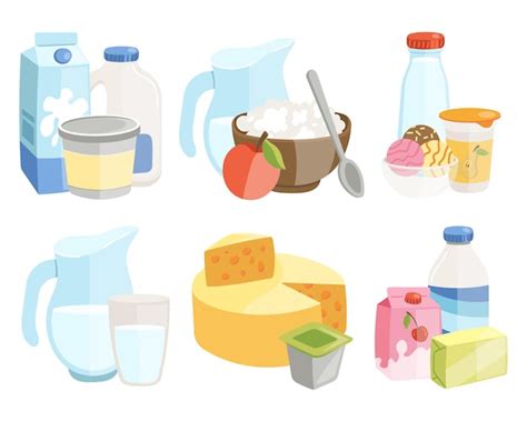 Premium Vector Dairy Products Vector Illustration Set